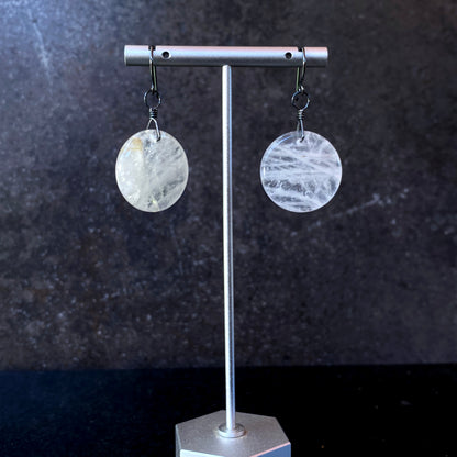 Quartz Full Moon Earrings