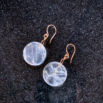 Quartz Full Moon Earrings