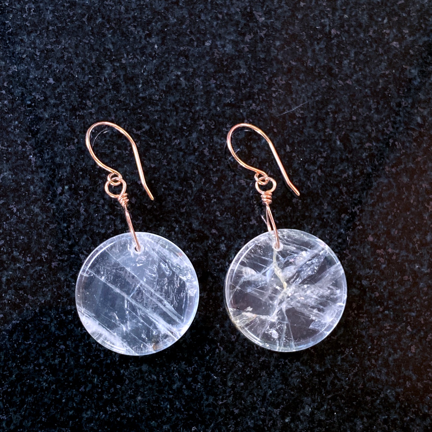 Quartz Full Moon Earrings