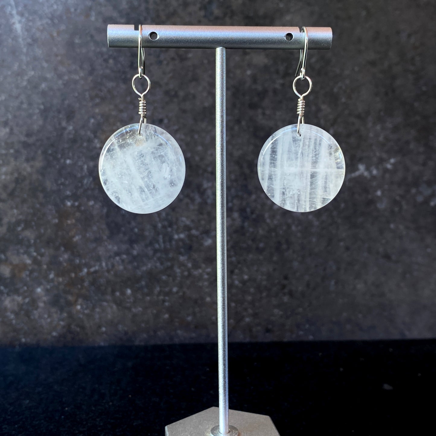 Quartz Full Moon Earrings