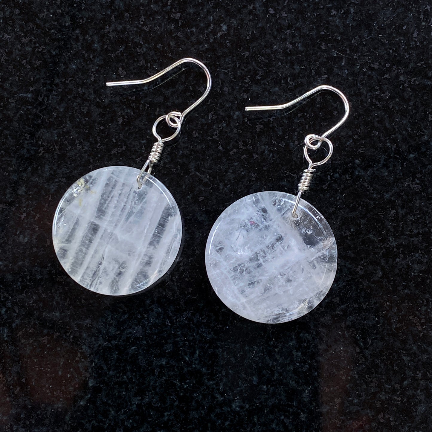 Quartz Full Moon Earrings