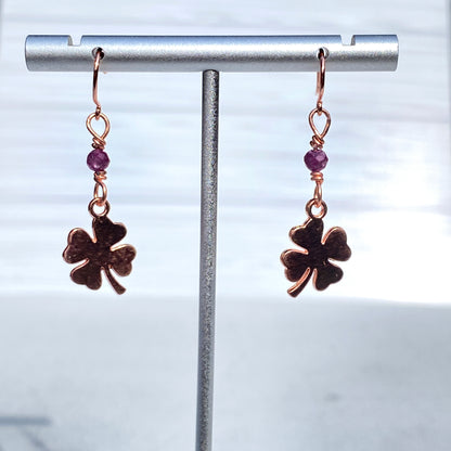 Clovers and Gemstone Earrings