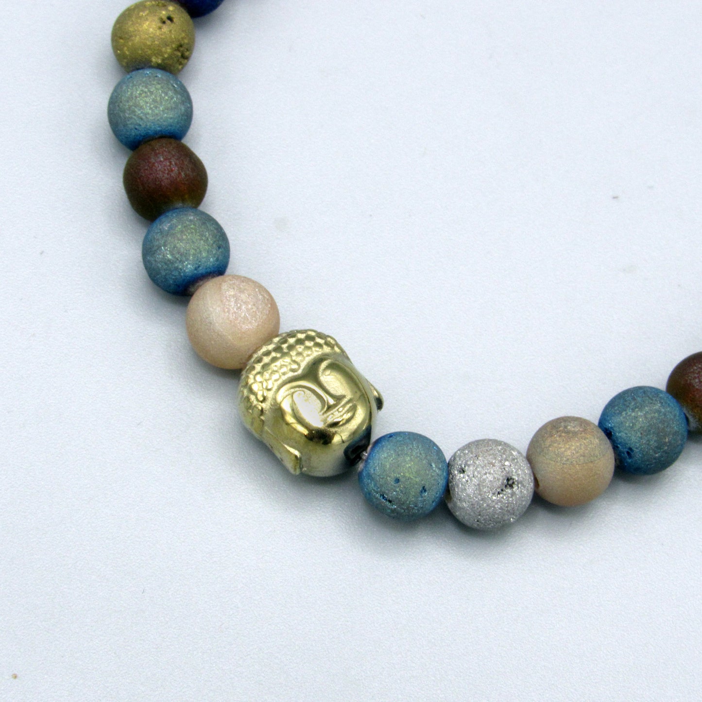 Women’s Druzy Agate and Hematite Buddha Gemstone FAITH bracelets