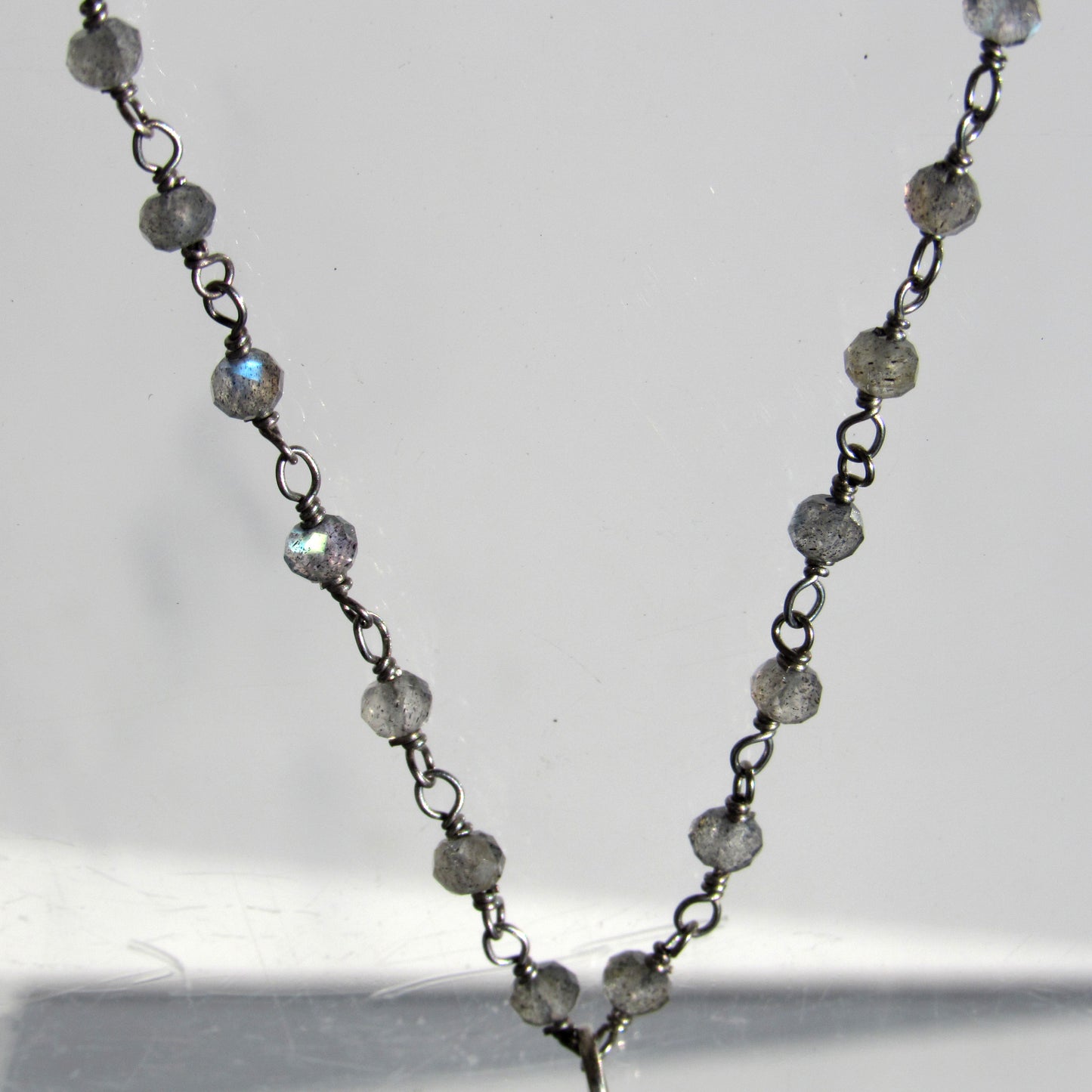 Labradorite Heart gemstone Pendant on labradorite and Silver Chain