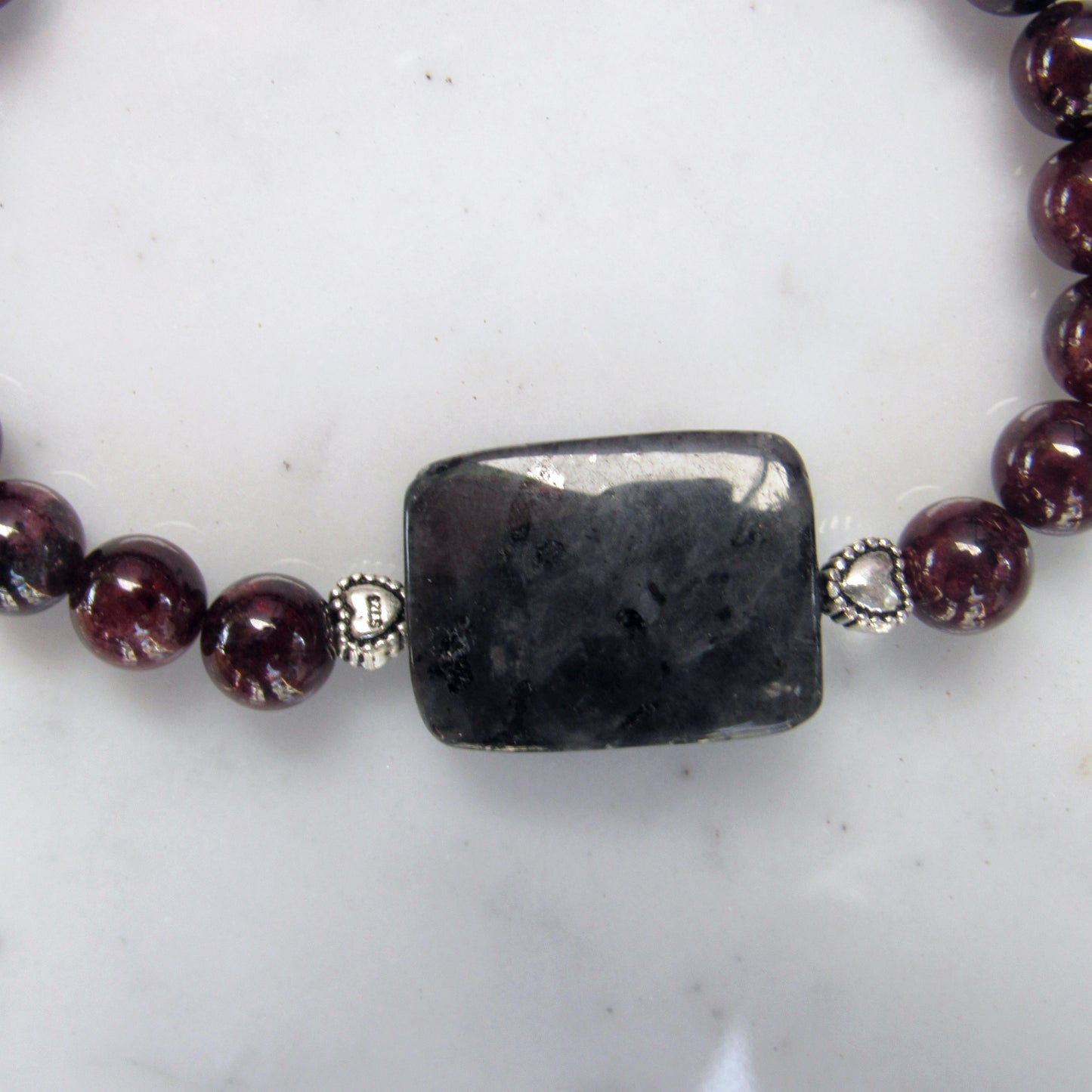 Garnet and Black Labradorite Gemstone bracelets with Sterling silver