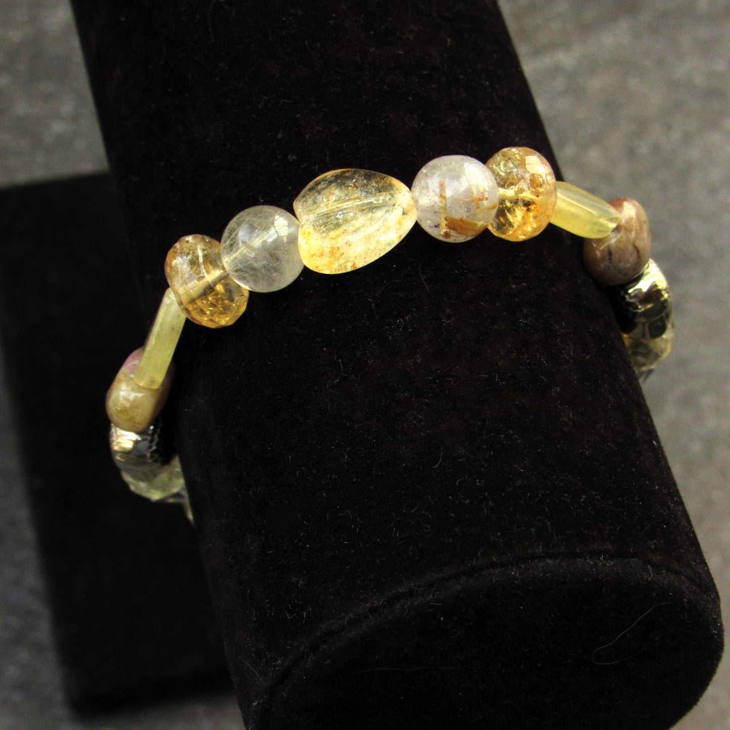 Women's Golden Buddha and Citrine, Calcite, Topaz, Jasper Gemstone Bracelets