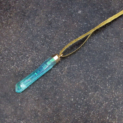 Titanium coated Quartz gemstone Hanging Ornament