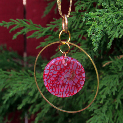 Red Agate Gemstone Hanging Ornament with Brass Ring