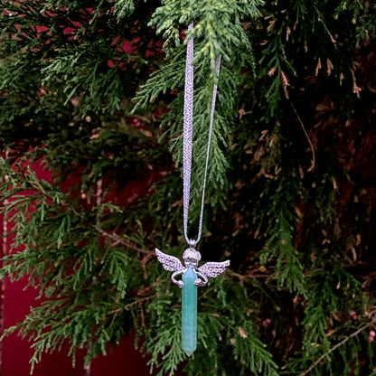 Aventurine Gemstone Hanging Ornament with Angel