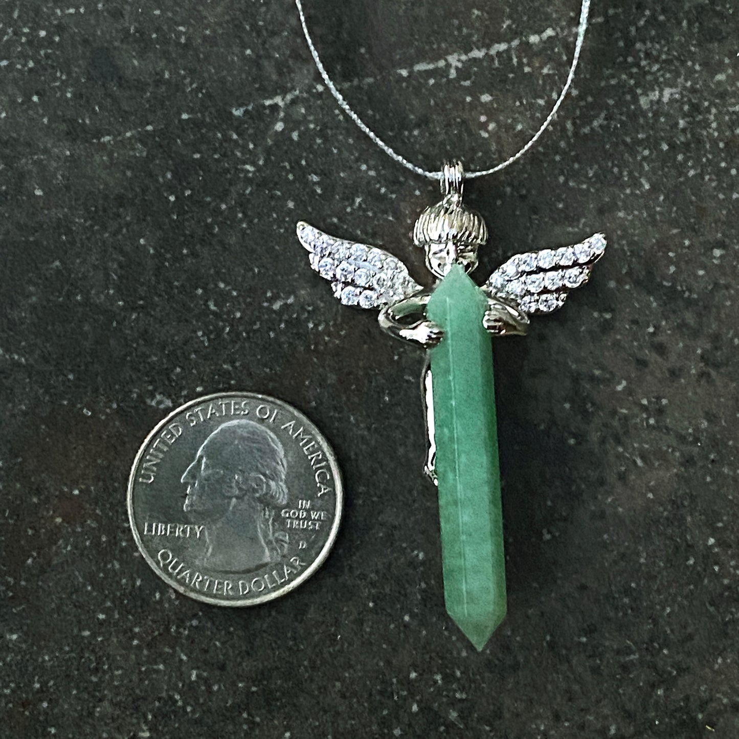 Aventurine Gemstone Hanging Ornament with Angel