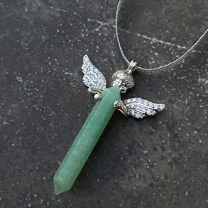 Aventurine Gemstone Hanging Ornament with Angel