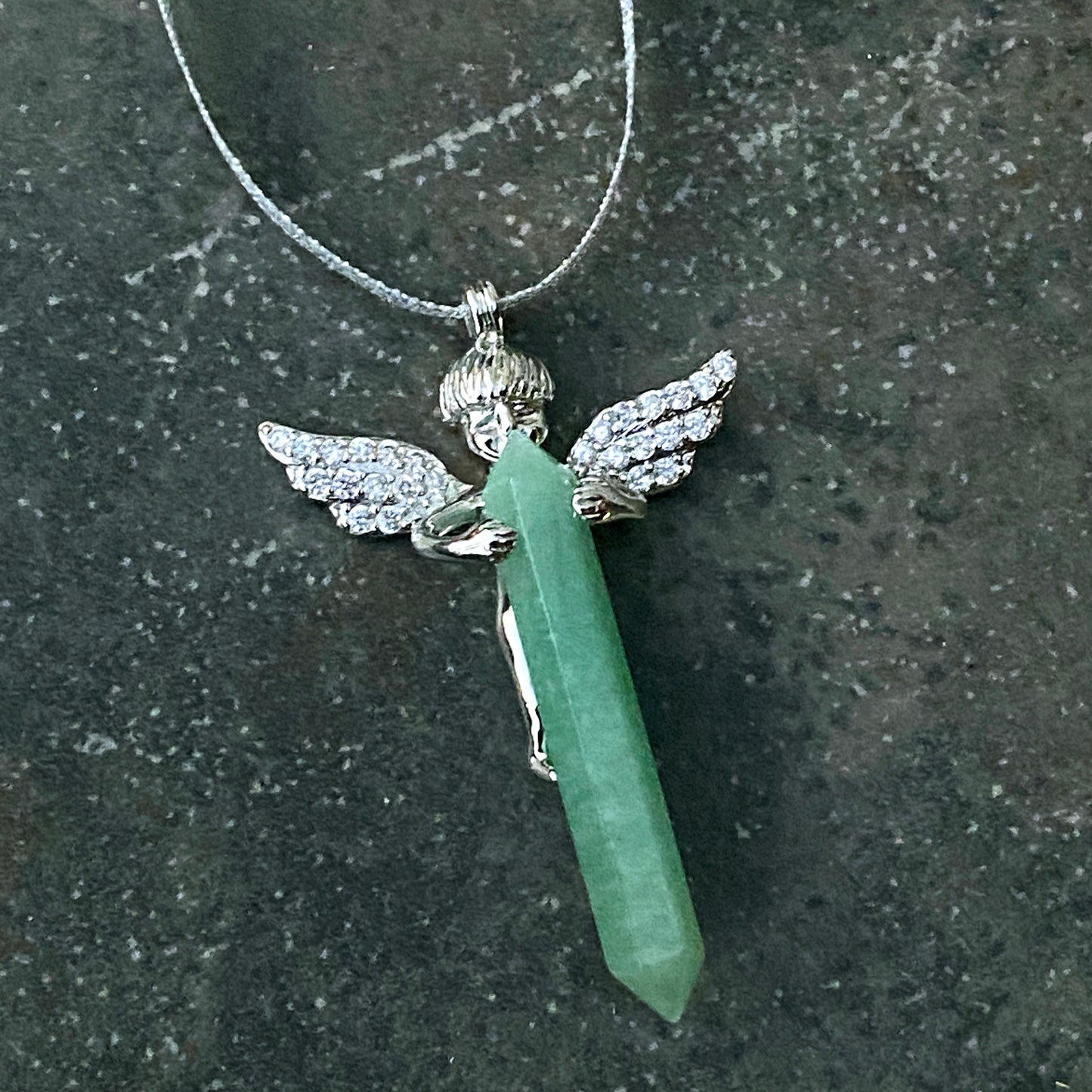 Aventurine Gemstone Hanging Ornament with Angel