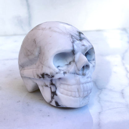 Natural Tiger Eye, Obsidian, Aventurine or White Turquoise gemstone Skull