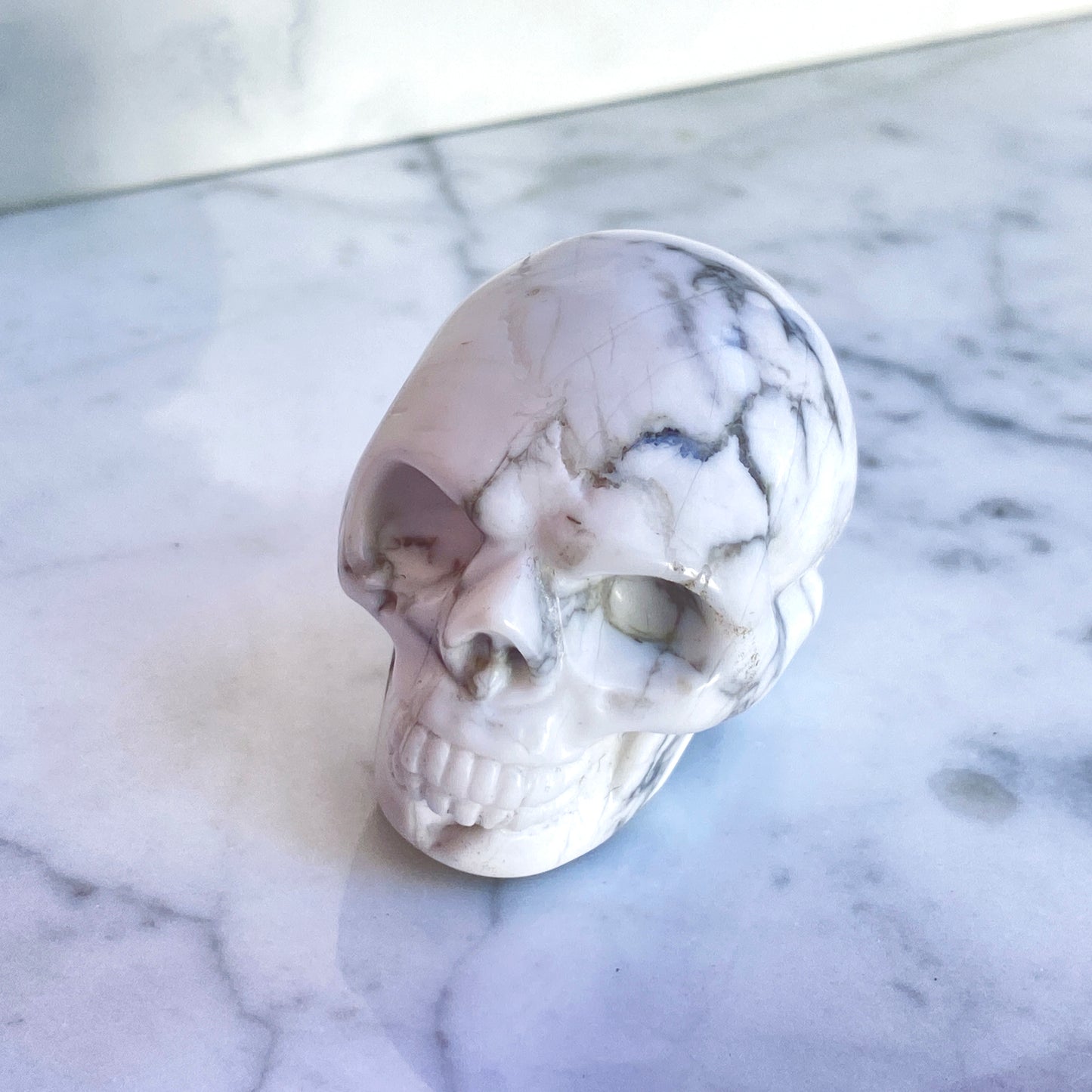 Natural Tiger Eye, Obsidian, Aventurine or White Turquoise gemstone Skull