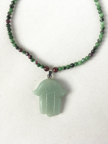 Women's Gemstone Hamsa Palm Necklaces