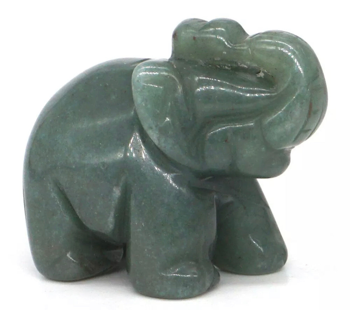 Gemstone Carved Elephants