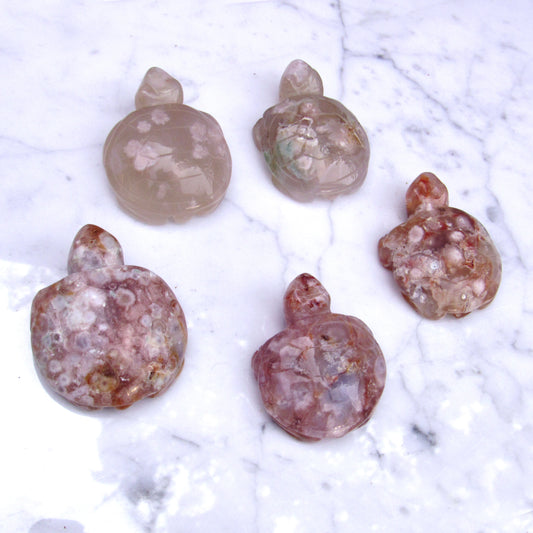 Sakura Agate Gemstone carved Turtles