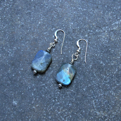 Labradorite Gemstone and Sterling Silver Earrings