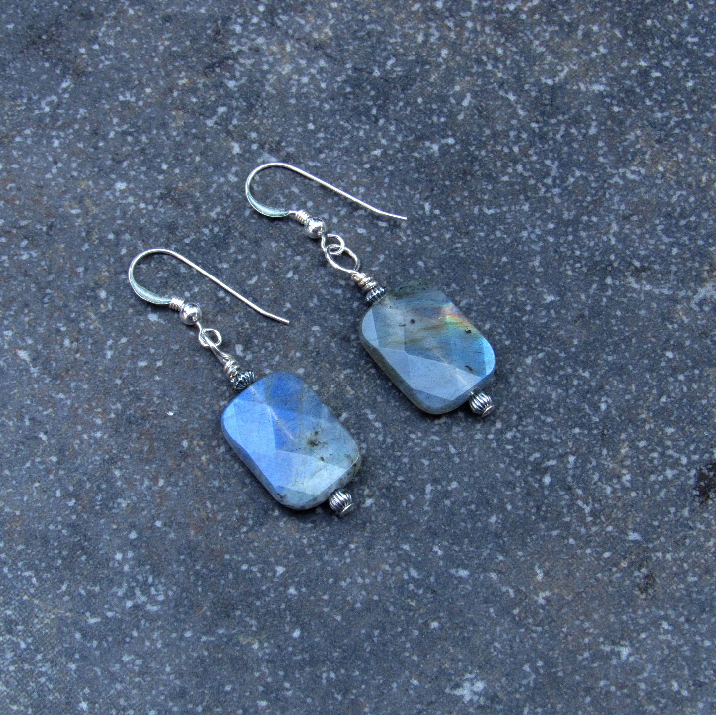 Labradorite Gemstone and Sterling Silver Earrings