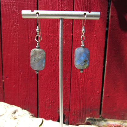 Labradorite Gemstone and Sterling Silver Earrings