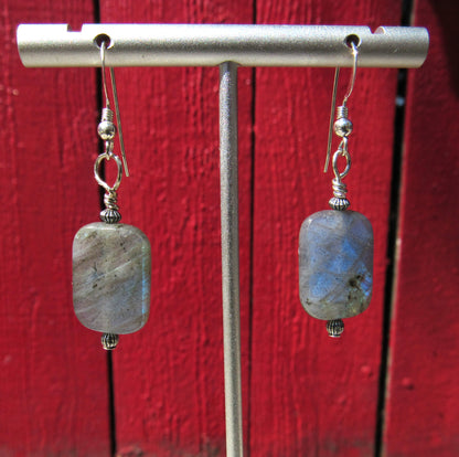 Labradorite Gemstone and Sterling Silver Earrings