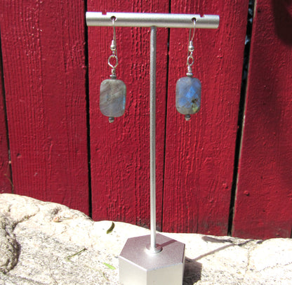 Labradorite Gemstone and Sterling Silver Earrings