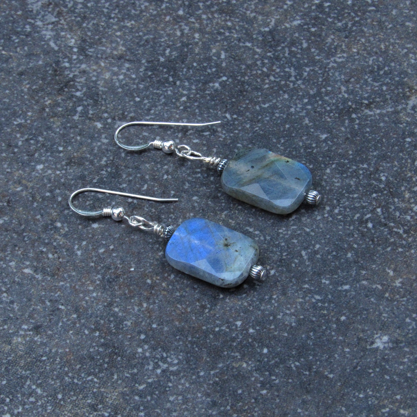 Labradorite Gemstone and Sterling Silver Earrings