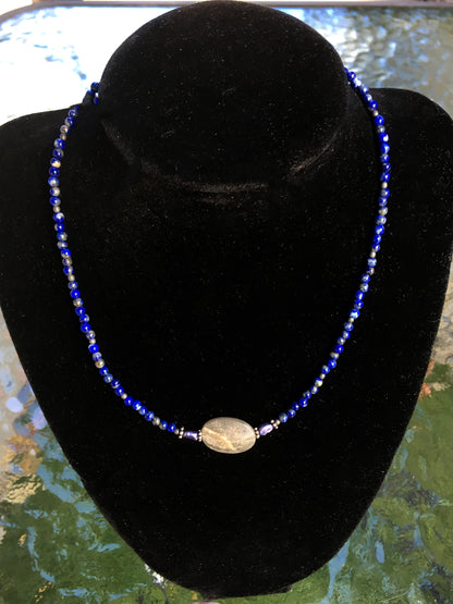 Women's Labradorite, Lapis Lazuli Gemstone Necklace