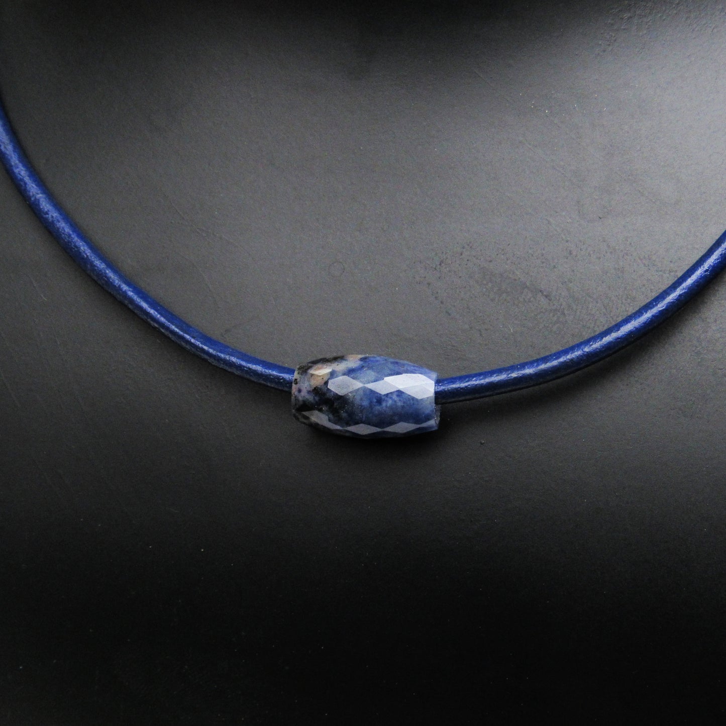 Men's Minimalist Leather Necklace with Gemstone