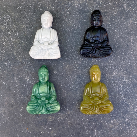 Gemstone Carved Sitting Buddha figure