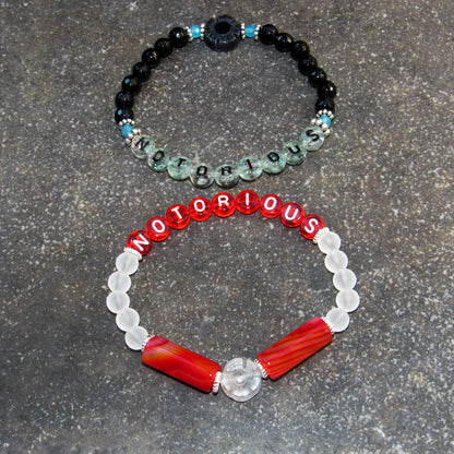 Women's Gemstone "NOTORIOUS" stretch bracelet