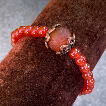 Carnelian gemstone stretch Bracelet with Copper accents