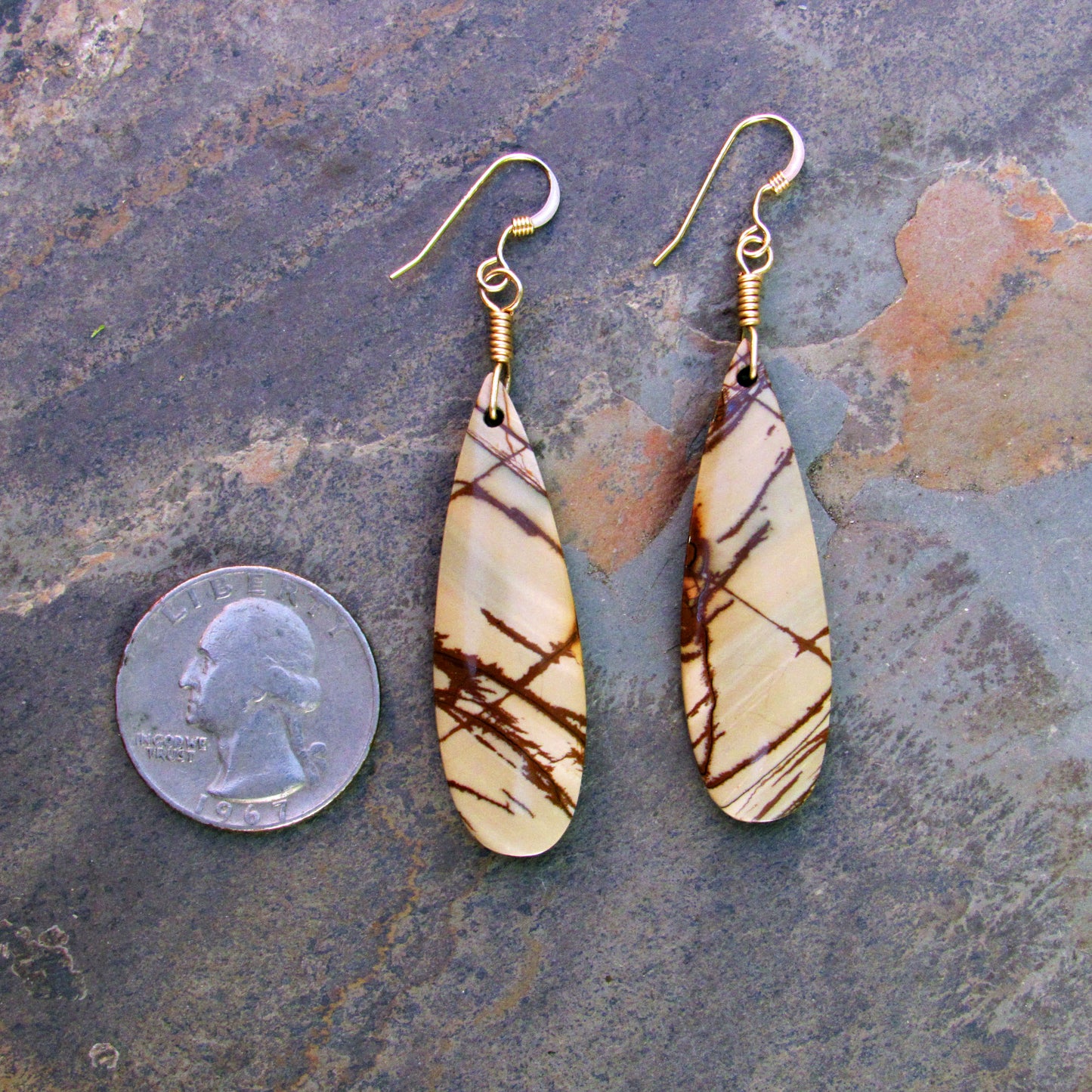 Picasso Jasper Gemstone hand wrapped Earrings