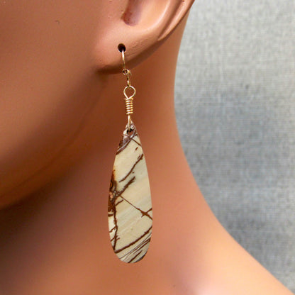 Picasso Jasper Gemstone hand wrapped Earrings