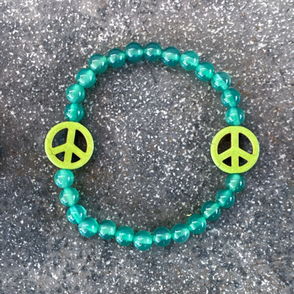 Women's Various Colored Jade Gemstone Peace Sign Bracelets