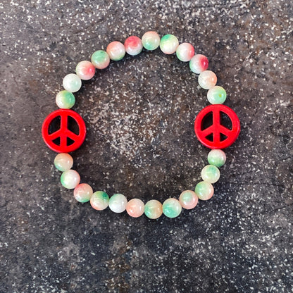 Women's Various Colored Jade Gemstone Peace Sign Bracelets