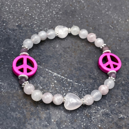 Women's Gemstone Peace Sign Bracelets with Sterling Silver.