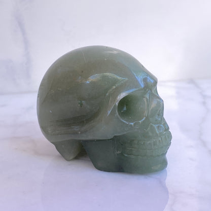 Natural Tiger Eye, Obsidian, Aventurine or White Turquoise gemstone Skull