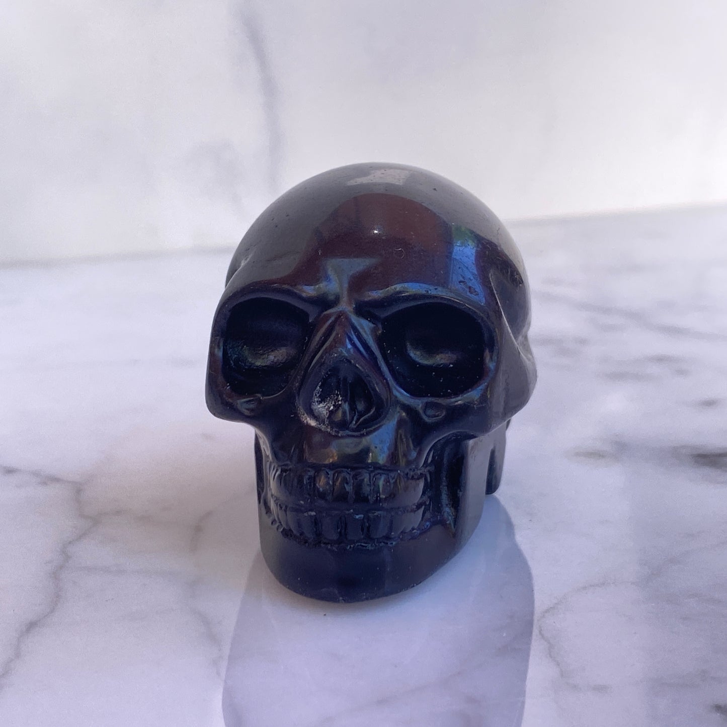 Natural Tiger Eye, Obsidian, Aventurine or White Turquoise gemstone Skull