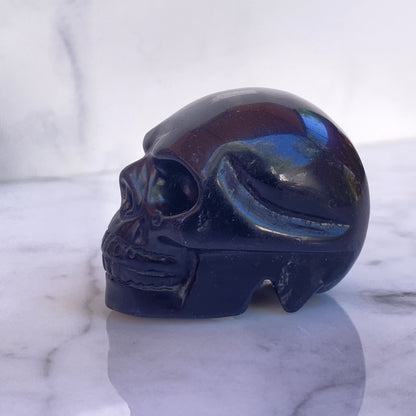 Natural Tiger Eye, Obsidian, Aventurine or White Turquoise gemstone Skull