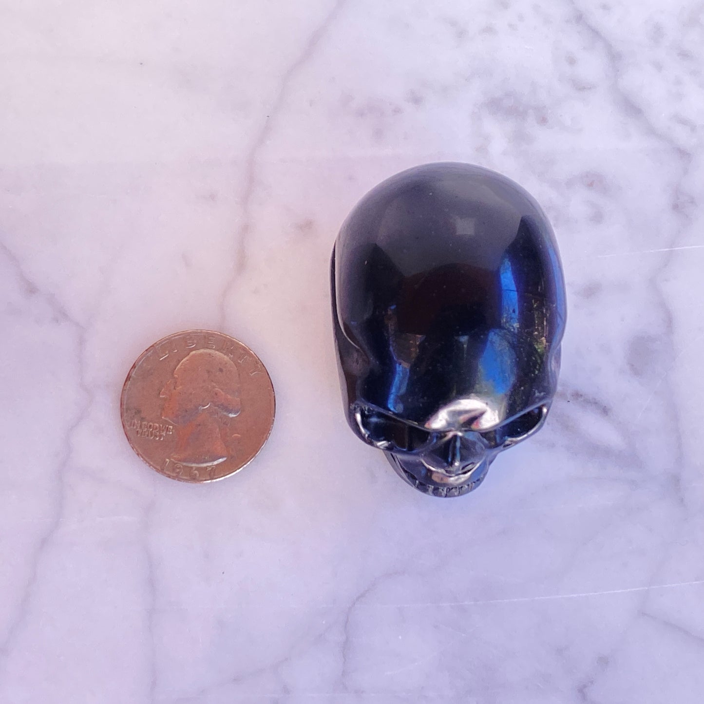 Natural Tiger Eye, Obsidian, Aventurine or White Turquoise gemstone Skull