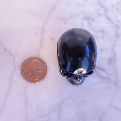 Natural Tiger Eye, Obsidian, Aventurine or White Turquoise gemstone Skull