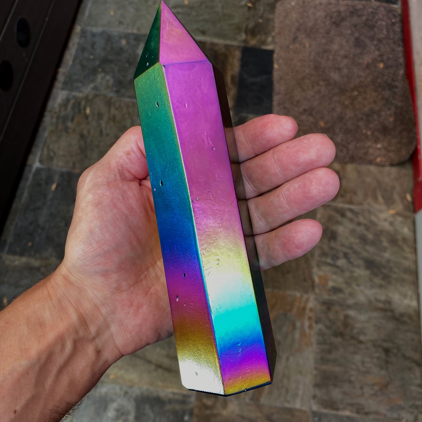 Rainbow Titanium quartz Tower Point healing energy obelisk