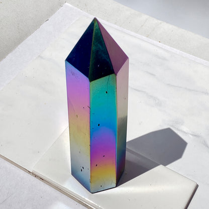 Rainbow Titanium quartz Tower Point healing energy obelisk