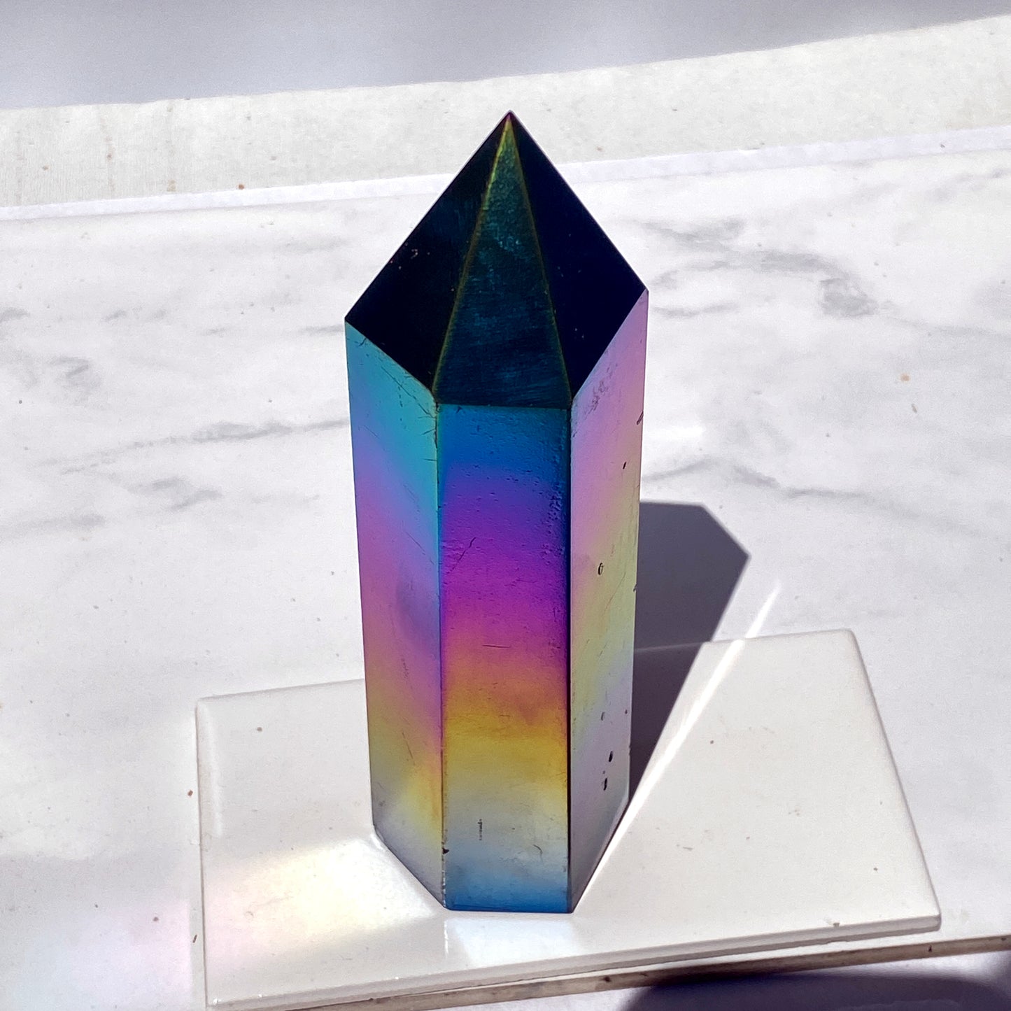 Rainbow Titanium quartz Tower Point healing energy obelisk