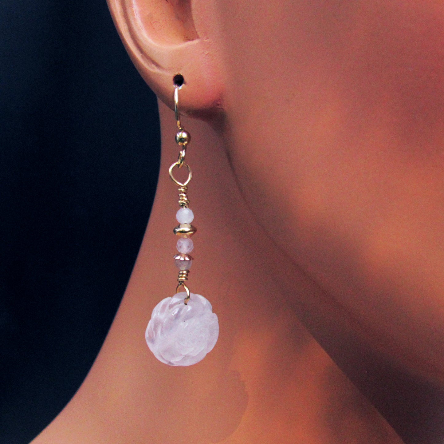 Rose Quartz gemstone and 14kt Gold Fill Drop Earrings