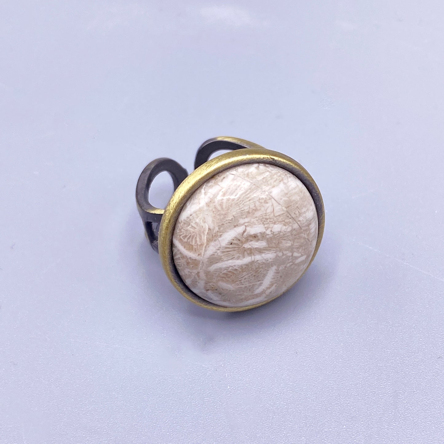 Brass Adjustable Round Gemstone Rings