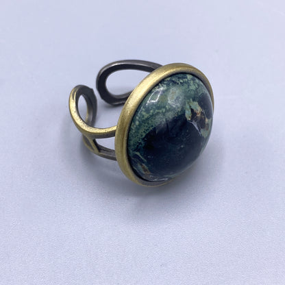 Brass Adjustable Round Gemstone Rings