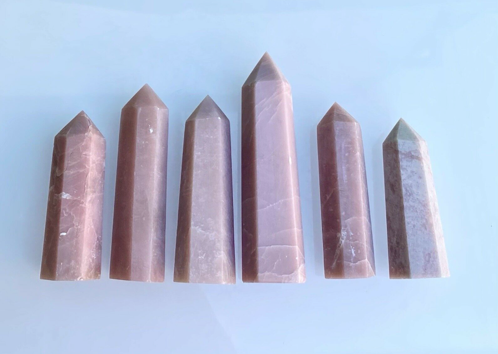 Pink Opal Obelisk Tower Point Crystal Gemstone