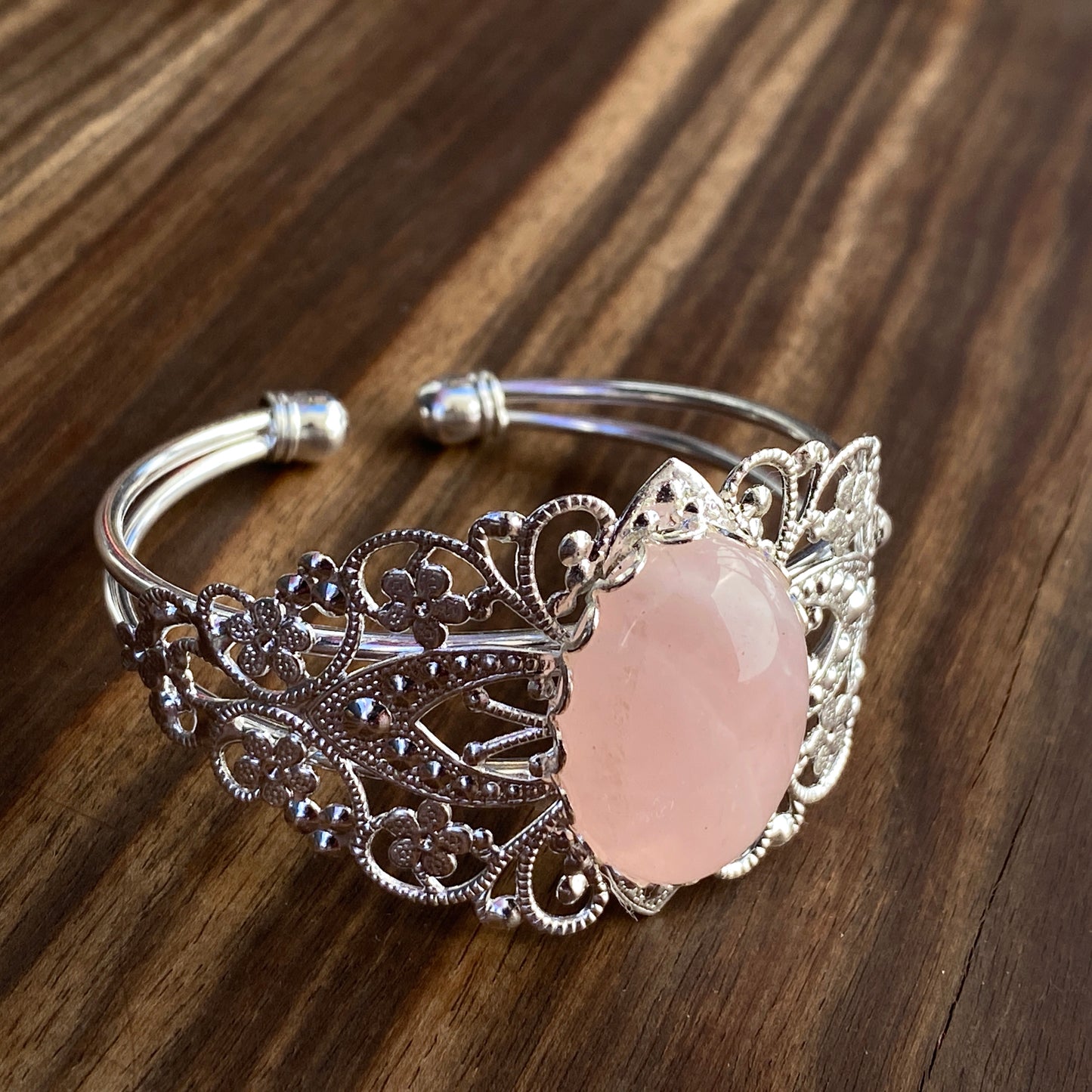 Silver Lace Cuff Bracelets with Various Gemstones